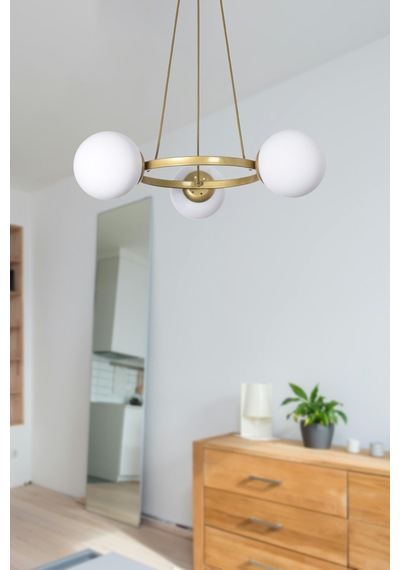 Owen Modern Tasarım Mutfak Yatak Odası Salon Oturma Odası Eskitme Renk Beyaz Camlı 3 Lü Avize Eskitme Beyaz Eskitme Beyaz