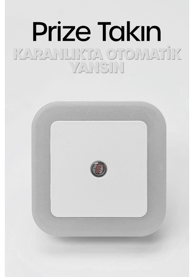 Kare Otomatik Gece Lambası Işığa Duyarlı Karanlık Ldr Sensörlü Koridor Beyaz Gc02 Beyaz