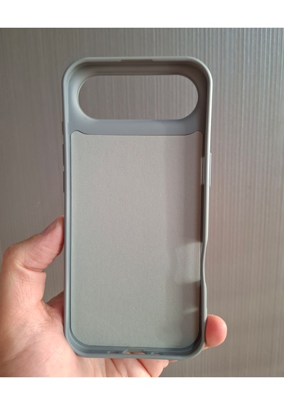 Apple Uyumlu iPhone 17 Air Logolu İçi Kadife Silikon Lansman Kılıf Gri