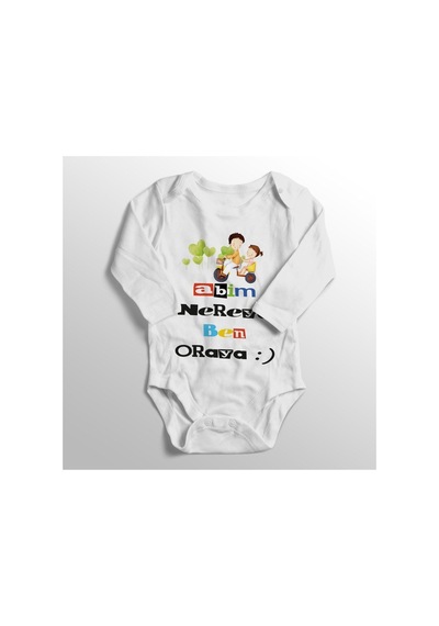 Babylimon Bebek Beyaz Abim Nereye Ben Oraya Baskılı Bebek Zıbını Beyaz - 132151718 Beyaz