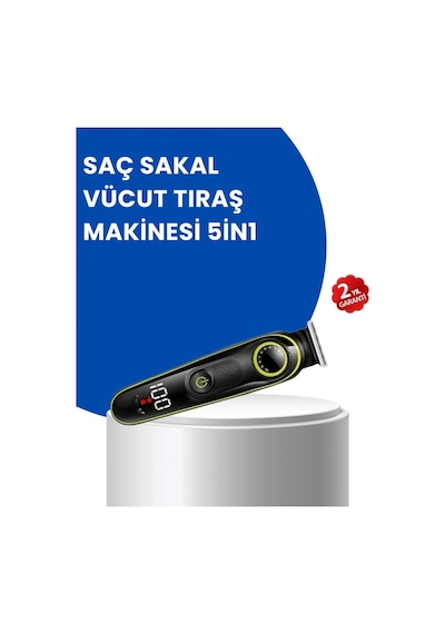 Uzun Pil Ömürlü Led Göstergeli Erkek Bakım Seti 5-ın-1 Saç Sakal Tıraş Makinesi