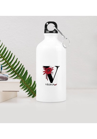 Kişiye Özel V Baş Harf Ve İsimli Metal Suluk (500 Ml.)