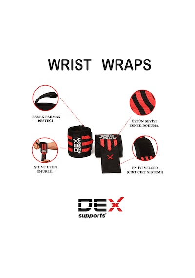 Dex Supports Bileklik Fitness Ağırlık Desteği Wrist Wraps 2 Adet