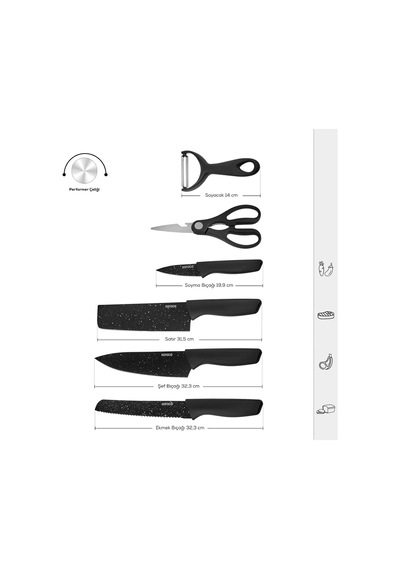 Black Stone 6 Parça Bıçak Seti Genel