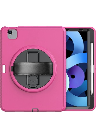 Gld-spt- Newface Apple Uyumlu iPad 2022 10.9 10.nesil Kılıf Hand Strap Tablet Kılıfı - Pembe