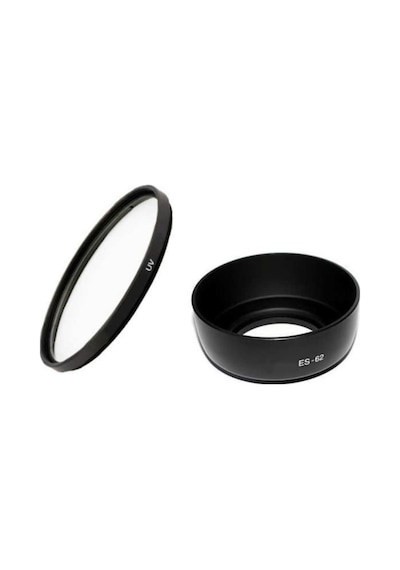Canon EF 50 MM f1.8 II Lens için 52mm UV + ES-62 Parasoley