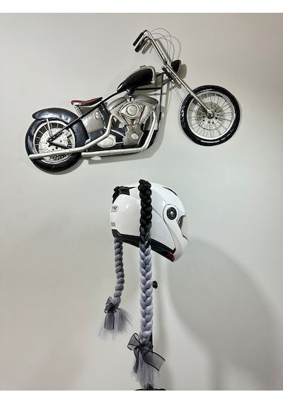 Motor & Motosiklet Gri Ombreli Çift Örgü Saç Kask Dış Aksesuar Diğer
