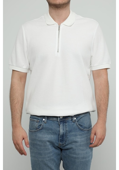 Hscstore Erkek Polo Yakalı Beyaz Tişört - 8428-beyaz Beyaz