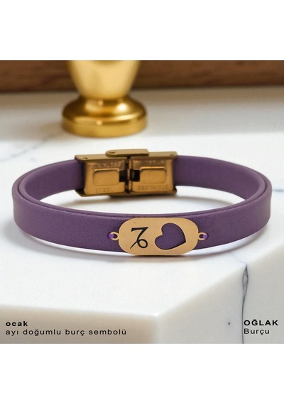 Archin Ocak Ayı Doğumları İçin Kalp Motifli 14 Ayar Altın Plakalı Hakiki Mor Derili Hediye Bileklik-558ay Ocak Archin Ocak Ayı Doğumları İçin Kalp Motifli 14 Ayar Altın Plakalı Hakiki Mor Derili Hediye Bileklik-558ay Ocak
