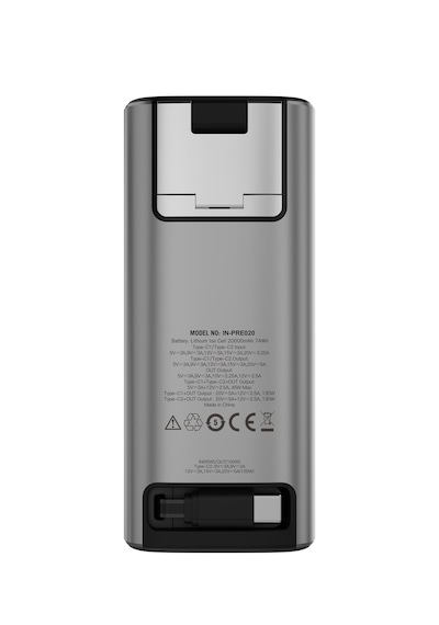 20.000mah Ultra Hızlı Şarj 130w Tft Ekranlı Laptop Ve Tablet Şarj Edebilen Powerbank Premium Serisi Gri - Siyah