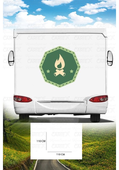 Karavan Baskı Sticker - Ateş Ve Yıldız Sticker - 110x110 Cm