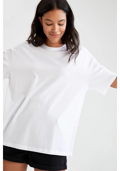 Startmore Oversize Fit Pamuklu Kısa Kollu Basic Tişört Beyaz