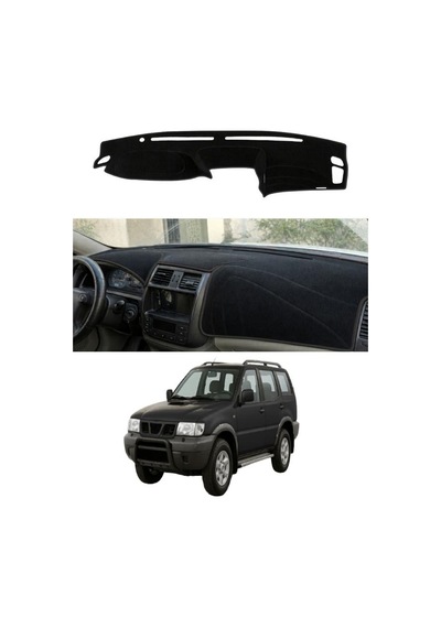 Nissan - Terrano Duz Model 1993-2006 Uyumlu Torpido Koruma Kılıfı - Siyah Şeritli