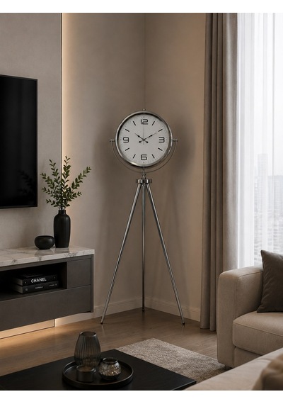 Büro Ev Ofis Dekoru İçin 150x45cm Krom Metal Modern Tripod Ayaklı Saat Diğer
