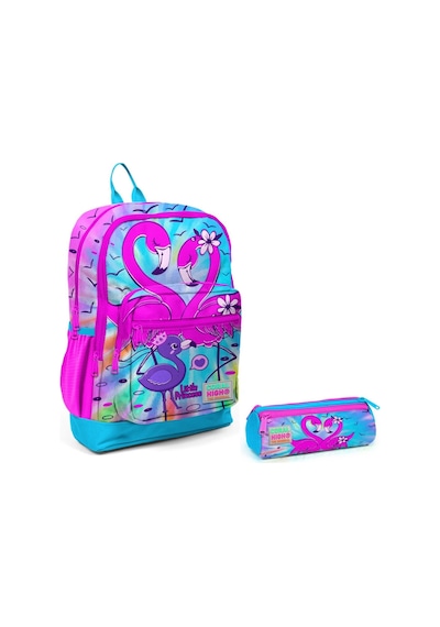 Coral High Mavi Pembe Flamingo İlkokul Sırt Çantası Ve Kalemlik Seti