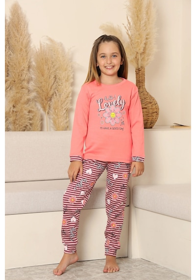 Kız Çocuk Uzun Kol Pijama Takımı Pembe