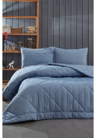 Komfort Home Tek Kişilik %100 Pamuk Kumaş Yorgan / Mavi