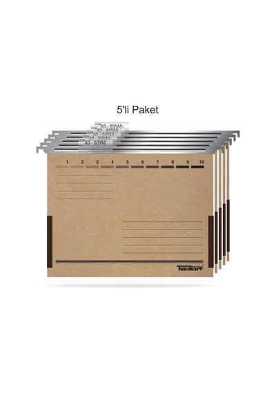 Tunakart Asd2005 Metal Askılı Yan Bezli Körüklü Dosya 5 Li Paket
