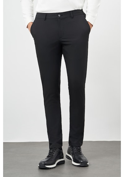 İmza Siyah Düz Bez Ayağı Esnek Yan Cep Slim Fit Casual Pantolon 1003245159 Siyah