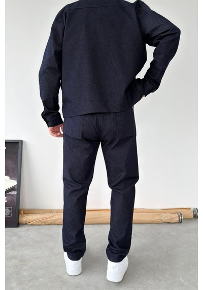 Lacivert Beli Lastikli Dokulu Baggy Pantolon Lacivert Lacivert Beli Lastikli Dokulu Baggy Pantolon Lacivert