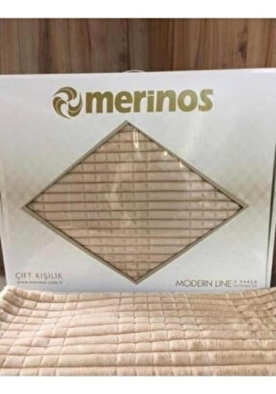 Merinos Modern Line 3 Parça Battaniye Seti Bej
