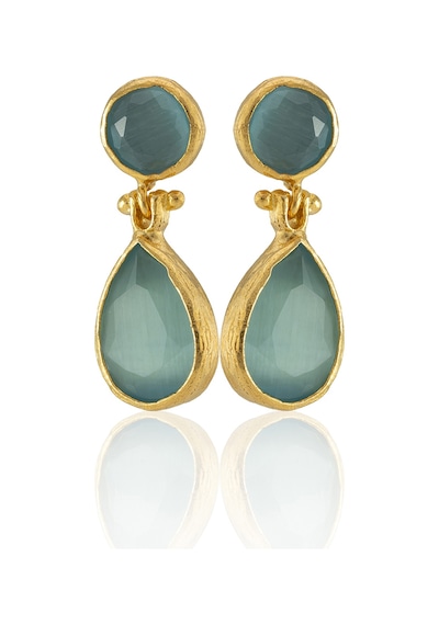 Kadir Jewellery 22 Ayar Altın Kaplama Vintage Küpe -el İşçiliği Ve Hipoalerjenik Küpe Açık Mavi 74792450