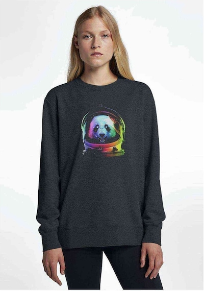 Uzaylı Panda Astronaut Panda Asronot Uzay Baskılı Füme Antrasit