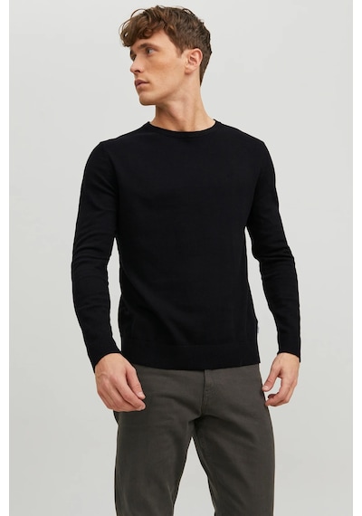 Jack & Jones Erkek Bisiklet Yaka Siyah Triko Kazak - 12208364 Siyah