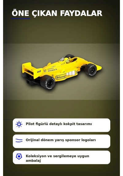 1987 Monaco Gp Birincisi Ayrton Senna Lotus 99t 12 1/64 Olcekte Model Araba Bx-313381