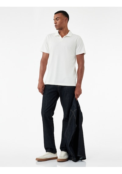 Koton Regular Fit Kısa Kollu Pike Kumaş Pamuklu Polo Yaka Tişört Ekru 6wam10027mk Ekru