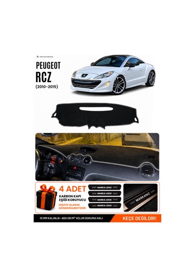 Peugeot Rcz 2010-2015 Uyumlu Torpido Koruma, Torpido Örtüsü, Torpido Kılıfı - Siyah-gri - Pe027