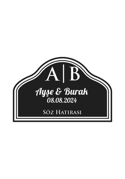Kemerli Düz Dikdörtgen Mühür Kına Nişan Düğün 3x3 Cm Özel Etiket / 50 Adet Sticker Beyaz