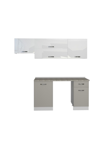 Decoraktiv Elite 220 Mdf Hazır Mutfak Dolabı - Tezgah Dahil - Kumtaşı - Beyaz Bej