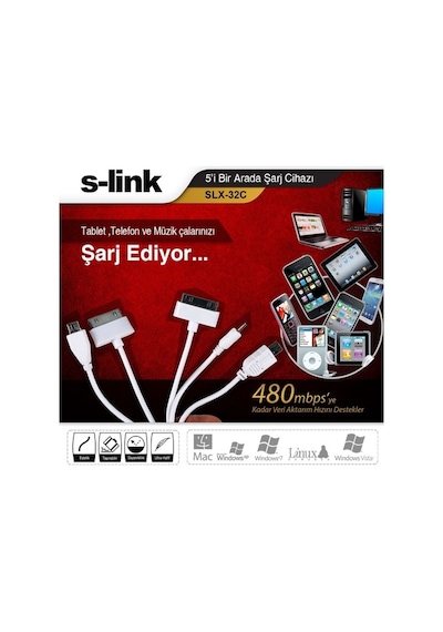 S-Link Slx-32C 5 In 1 Universal Çoklu Şarj Kablosu