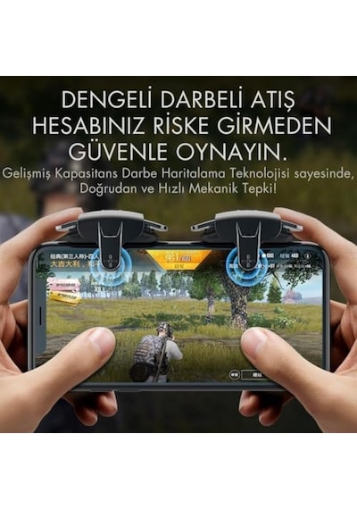 Ayrex Coofbe Profesyonel Yüksek Hassasiyetli 2 Adet Şarjlı Telefon Tetik Mobil Oyun Tetik Aparatı 4 Buton Nişan Ve