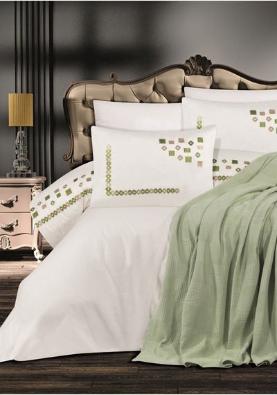 Goldroom Ahenk 7 Parça Pamuklu Pike Takımı. Mint Yeşili