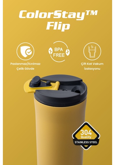 Cooker Colorstay Flip 400 Ml Paslanmaz Çelik Bardak Termos Ckr2041 Altın