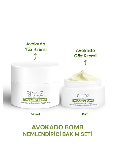 Sinoz Avokado Bomb Yoğun Nemlendirici Yüz Kremi & Göz Kremi 2'li Bakım Seti