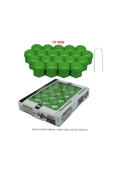 Bijon Kapağı Düz 19 Mm Yeşil 20 Li Set