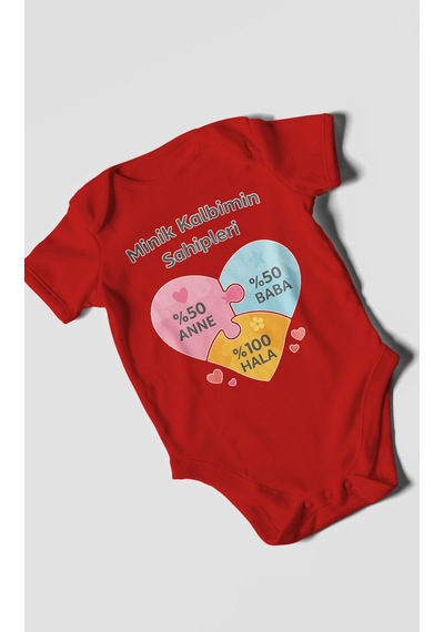 Morivokids Aileye Özel Kısa Kollu Bebek Body %100 Pamuk Kırmızı