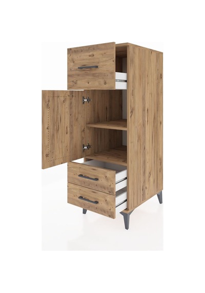 Kronos Dolap 2 Raflı 3 Çekmeceli Tek Kapaklı 44x59x134 Çam-çam Atlas Çam