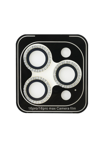 Apple Uyumlu   iPhone 16 Pro Max Guess Lisanslı Rhinestone Ekran Ve Lens Koruyucu 2in1 Aksesuar Seti Gold