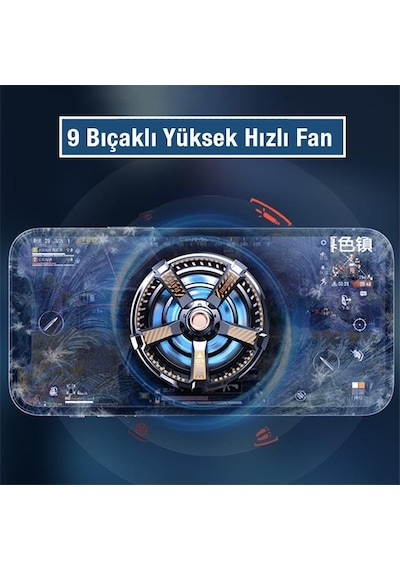 Polham Mıknatıslı Radyatörlü Kablolu Telefon Soğutma Fanı, 9 Bıçaklı Ultra Hızlı Telefon Soğutucu