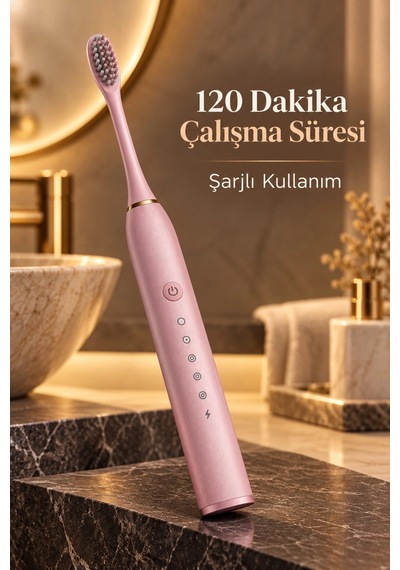 Mey İthalat Pembe Şarjlı Elektrikli Diş Fırçası 6 Modlu