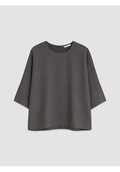 Lcw Vision Antrasit Bisiklet Yaka Oversize Bluz