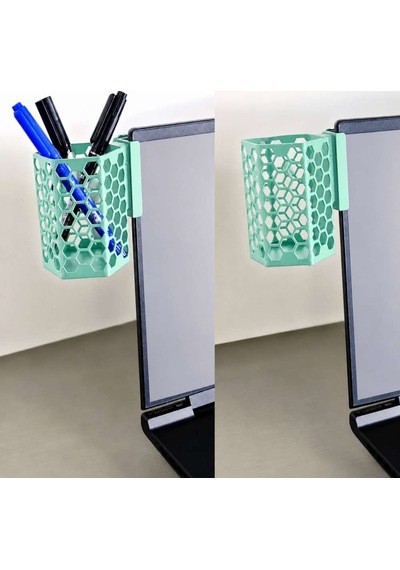 3d Baskı Monitor Kalemlik - Petek Desenli Laptop Kenar Altıgen Kalemlik-mint Diğer