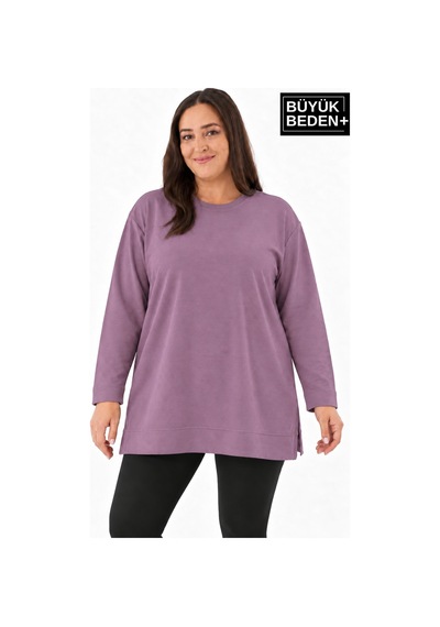 Süperlife Kadın Tunik Büyük Beden İnce Sweatshırt Spr26btk990 Rose