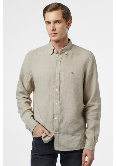 Lacoste Men's Regular Fit Button-down Collar Linen Shirt Erkek Düğmeli Yaka Keten Gömlek Bej Lacoste Men's Regular Fit Button-down Collar Linen Shirt Erkek Düğmeli Yaka Keten Gömlek Bej