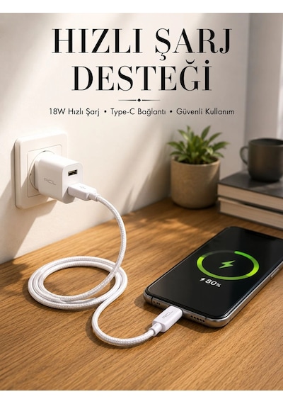 Type-c Girişli Cihazlar İçin Şarj Kablosu