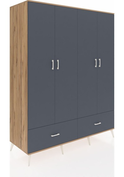 Kronos Gardrop 6 Raflı 2 Çekmeceli 2 Askılı 176x59x221 Çam-antrasit Beyaz Kronos Gardrop 6 Raflı 2 Çekmeceli 2 Askılı 176x59x221 Çam-antrasit Beyaz